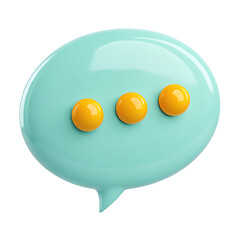 A light blue speech bubble with three yellow dots indicating someone is typing on a white background