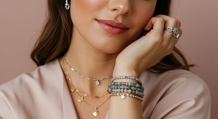 Obraz premium Close-up of woman wearing jewelry