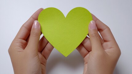 Hands Holding Green Heart Symbol for Lymphoma Awareness and Global Support Campaign