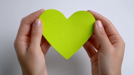 Hands Holding Green Heart Symbol for Lymphoma Awareness and Global Support Campaign