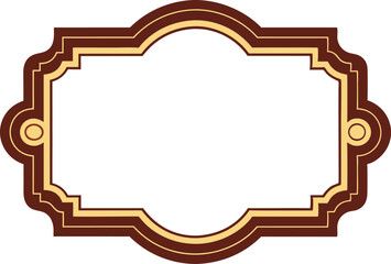 Elegant decorative frame in brown and gold colors with ornate design and empty space