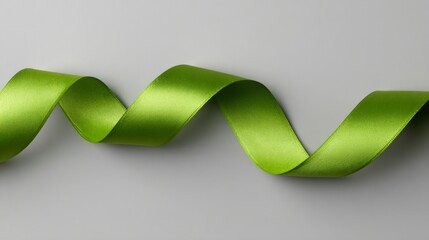Green Satin Ribbon Symbolizing World Lymphoma Awareness and Global Health Support Initiative