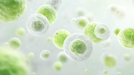 Floating Green Cells Representing Lymphoma Biology and Scientific Awareness Campaign Theme