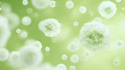 Floating Green Cells Representing Lymphoma Biology and Scientific Awareness Campaign Theme