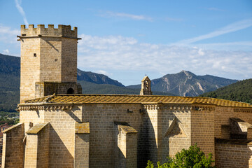 Santa María la Mayor Church in Valderrobres, Teruel, Spain. Medieval architecture with stone...