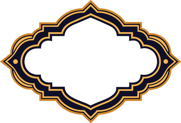 Elegant geometric frame design in navy blue and gold for decorative purposes