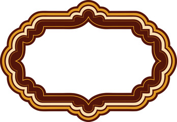 Elegant retro style brown and gold decorative frame with ornate curved design