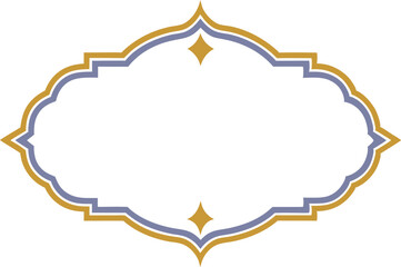 Ornamental decorative frame in elegant gold and blue colors with diamond accents