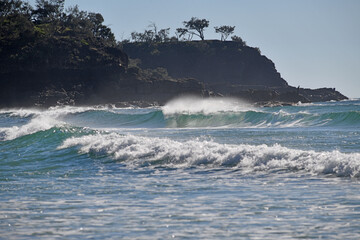 waves breaking on the Sunshine Coast, Queensland, Australia