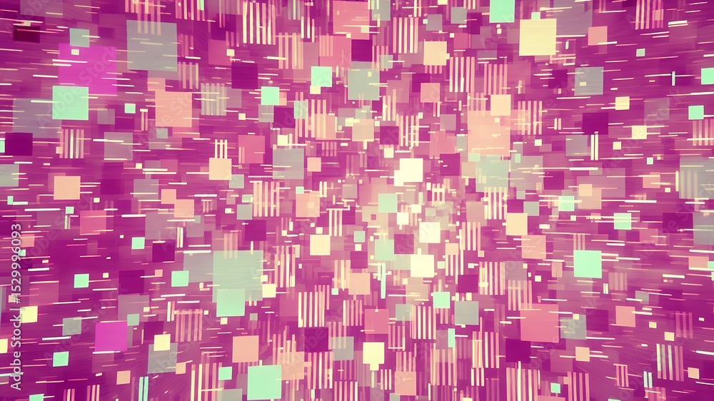 Poster a vibrant abstract background featuring a multitude of colorful squares and lines scattered around