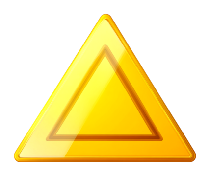 Cautionary yellow triangle symbols safety signage digital environment viewpoint isolated on transparent background