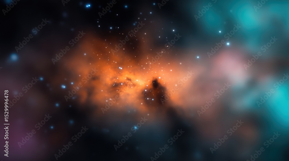 Poster nebula displaying vibrant colors and cosmic elements in deep space