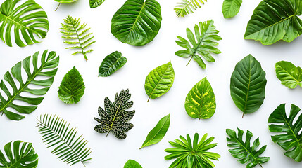 collection of leaf on white background ,seamless pattern background ,isolated on white ,
