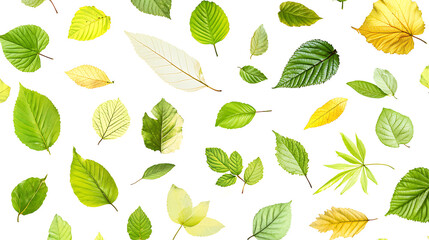 collection of leaf on white background ,seamless pattern background ,isolated on white ,
