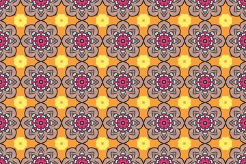 Seamless Symmetric Graphic Design Luxury Geometric Shape Perspective Decoration Art Textile Fashion Endless Visual Wallpaper Cloth Tile Fabric Template Texture Background Interior Digital Pattern.