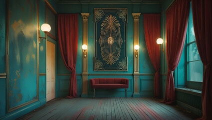 luxury hotel room with wooden door Velvet Silence: A Gilded Past Reimagined