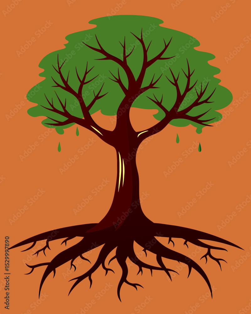 Poster a tree with rotting roots slowly being poisoned by the toxicity of the relationship it is planted in