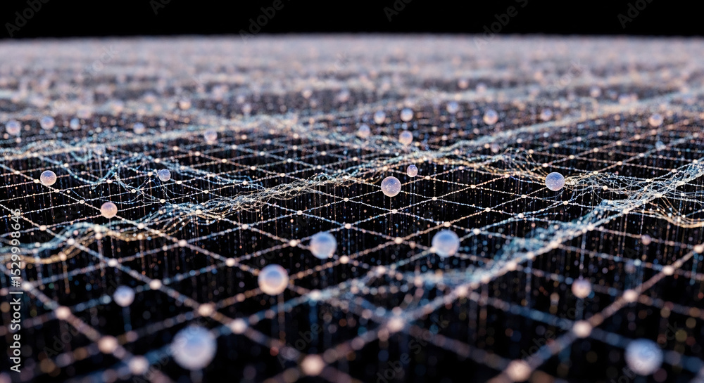 Poster digital network: an artistic digital rendering showcases a sophisticated network of interconnected n