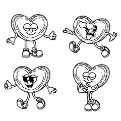 Cheerful cartoon cookie biscuit mascot character with thumbs up, rock gesture. Bakery menu symbol
