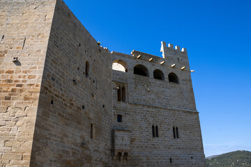 Medieval Valderrobres Castle in Teruel, Matarraña, Spain, stands majestically above the village,...