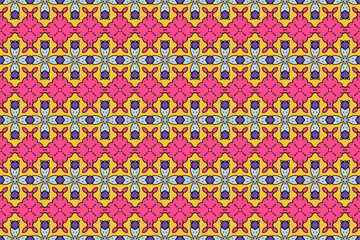 Seamless Symmetric Graphic Design Luxury Geometric Shape Perspective Decoration Art Textile Fashion Endless Visual Wallpaper Cloth Tile Fabric Template Texture Background Interior Digital Pattern.