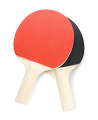 Ping pong rackets isolated on white, top view