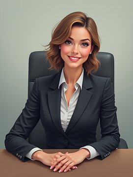 woman in a business suit sitting at a desk
