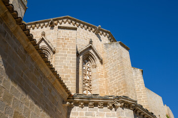 Santa María la Mayor Church in Valderrobres, Teruel, Spain. Medieval architecture with stone details in the heart of Matarraña.
