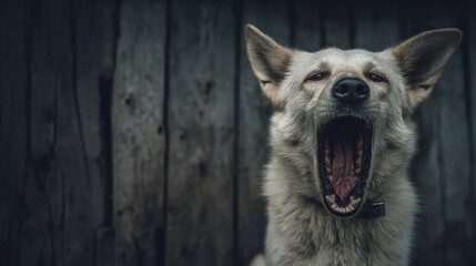 Aggressive stray dog baring teeth symbolizing rabies threat for World Rabies Day awareness