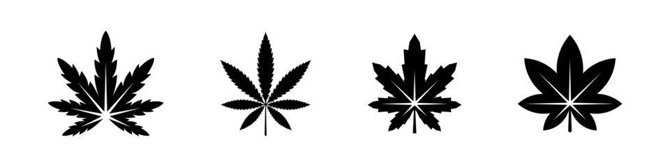 Cannabis leaf vector icons set