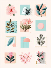 Floral and Geometric Elements Design Set, Handbook style 