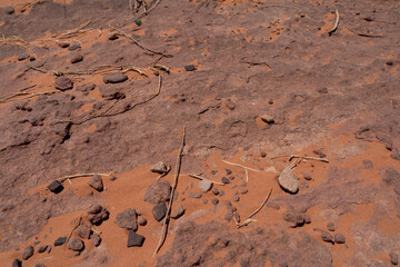 Desert Landscape: A mesmerizing aerial view of an arid desert landscape, revealing the raw beauty of nature with unique patterns and textures, a journey into the heart of the desert.