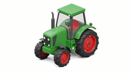 Obraz premium Green Tractor Model on White Background