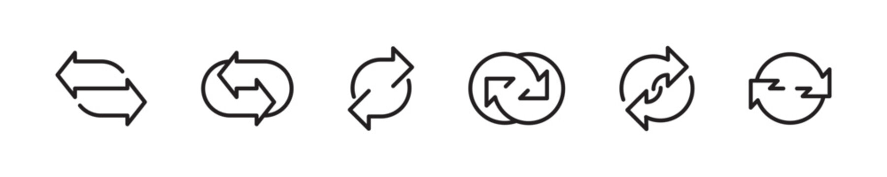 Recycle outline vector icons set. Linear recycling icon designs