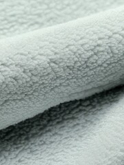 Soft textured fabric in light mint green color, showcasing intricate fibers and plush surface, ideal for cozy home decor and textile design inspiration