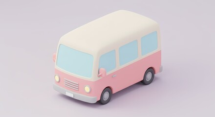 Pink and White Toy Bus Illustration