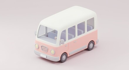 Pink and White Toy Bus - Miniature Vehicle