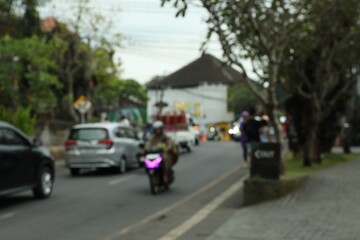 Blurred view of busy road in city