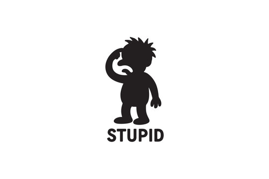 Stupid silhouette on white background.01