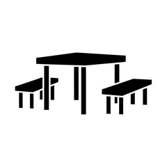Vector icon of a traditional Oktoberfest table and benches