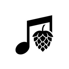 Musical note with hop cone icon representing Oktoberfest celebration