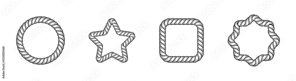 Poster rope frame shapes vector collection. twisted rope borders in multiple forms