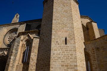 Santa María la Mayor Church in Valderrobres, Teruel, Spain. Medieval architecture with stone...