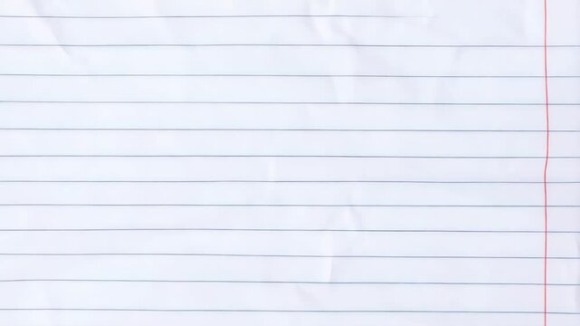Crumpled lined notebook paper with horizontal blue lines and a vertical red line, used for writing notes and school supplies.