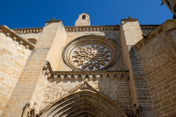 Santa María la Mayor Church in Valderrobres, Teruel, Spain. Medieval architecture with stone details in the heart of Matarraña.