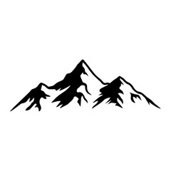 Mountain silhouette - vector icon. Rocky peaks. Mountains ranges. Black and white mountain icon