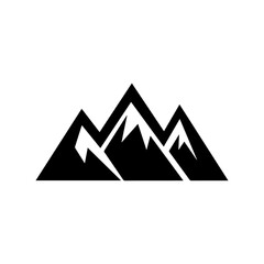 Mountain silhouette - vector icon. Rocky peaks. Mountains ranges. Black and white mountain icon