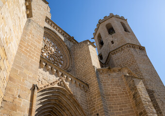 Santa María la Mayor Church in Valderrobres, Teruel, Spain. Medieval architecture with stone...
