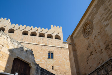 Fototapeta premium Valderrobres Castle and Santa María la Mayor Church in Teruel, Spain, medieval Spanish architecture