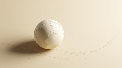 Soft minimal globe and footprints symbolizing global exploration for World Tourism Day designs